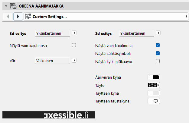 Audio Beacon settings in Archicad.