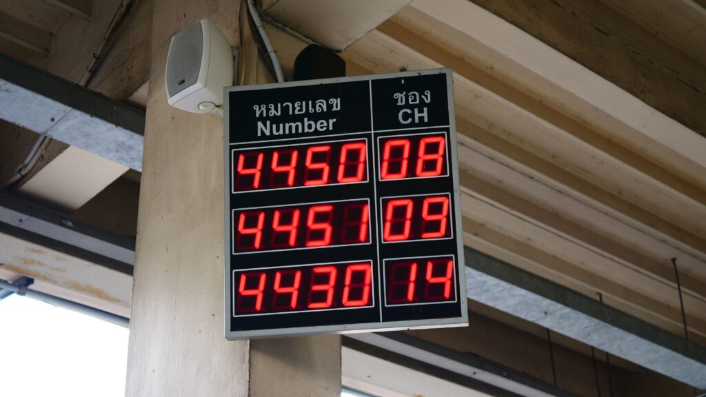 screen showing waiting numbers